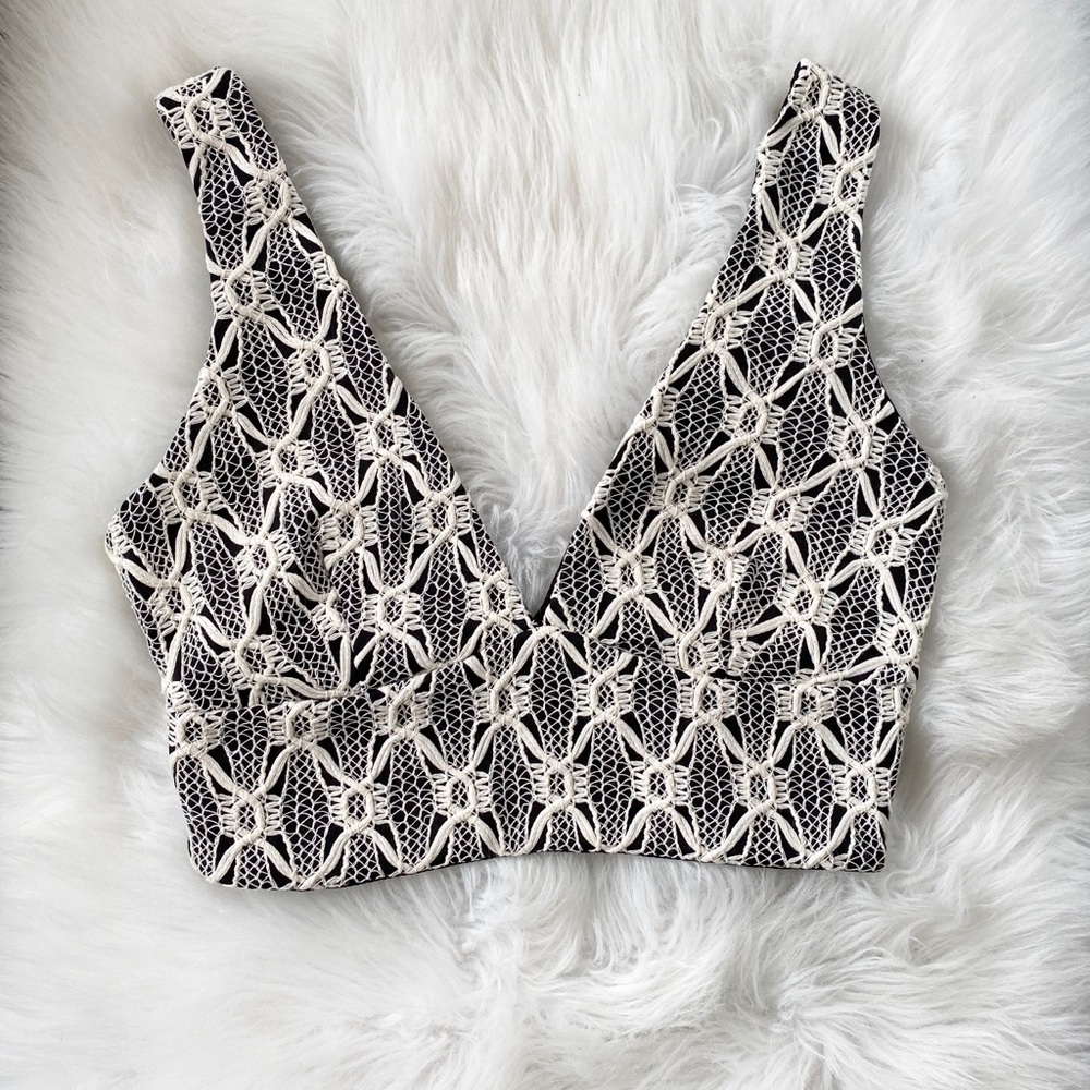 LUSH crochet V neck top